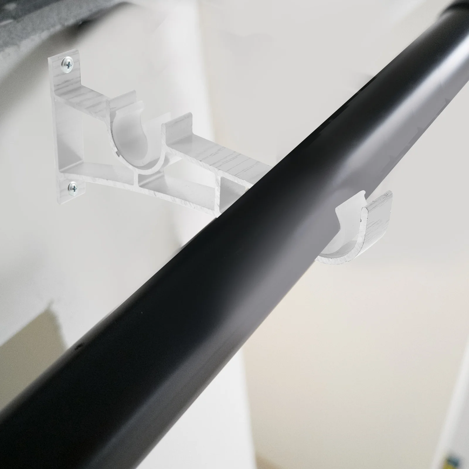 

4Pcs Curtain Rod Brackets Double Layer Heavy Duty Metal Wall Mount Holders for Window Door Drapes Aluminum Alloy Stability