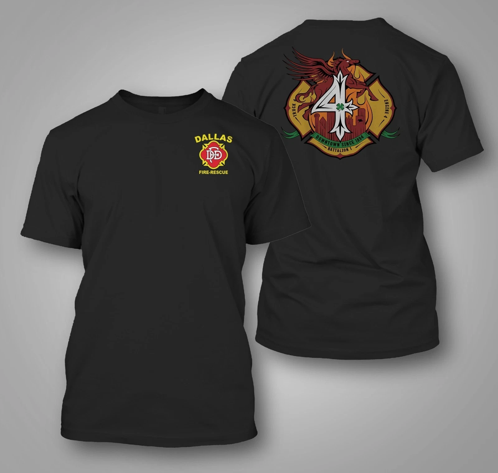 2026 Dallas Fire Rescue Battalion 4 - Custom Men's Back and Front T-Shirt Tee
