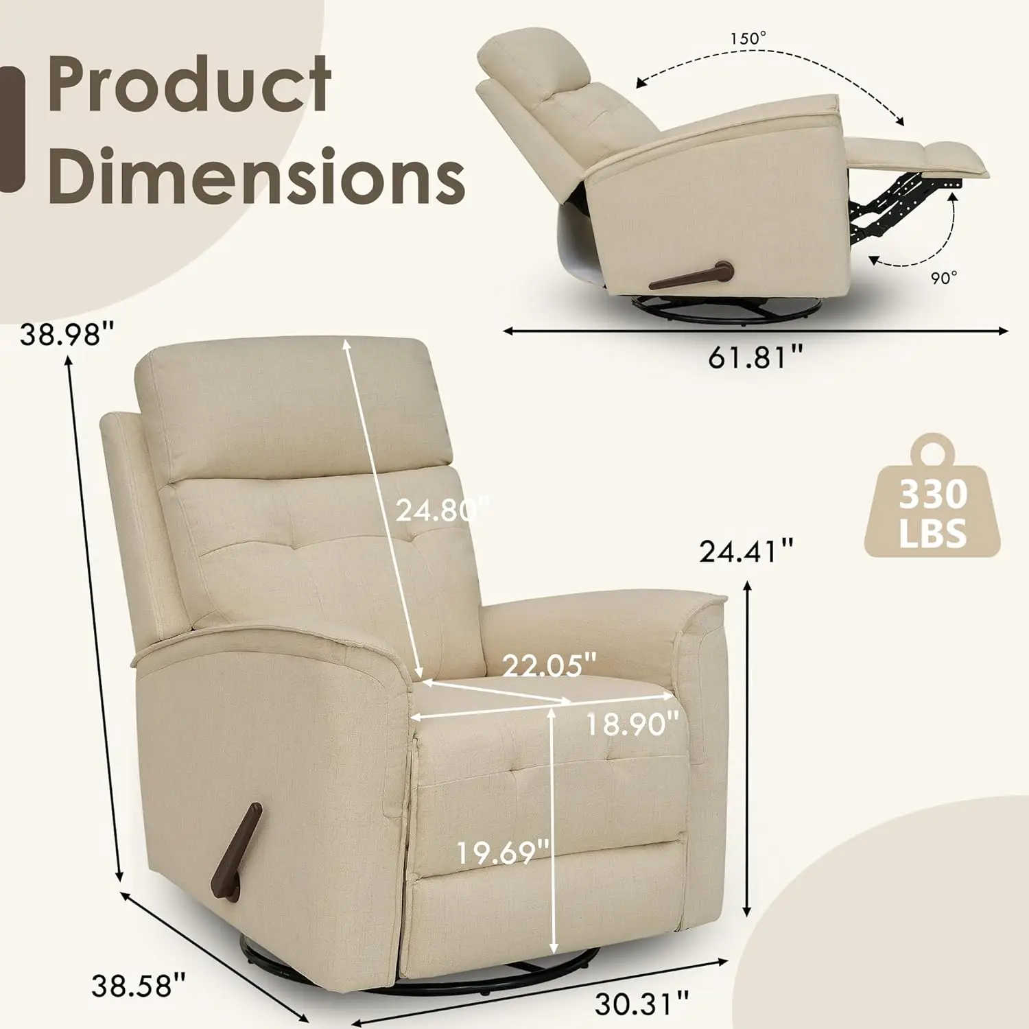 #Swivel Rocker Recliner High Back Manual Glider Recliner Rocking & 360° Swivel Glider Rocking Recliner Chair for, Customized