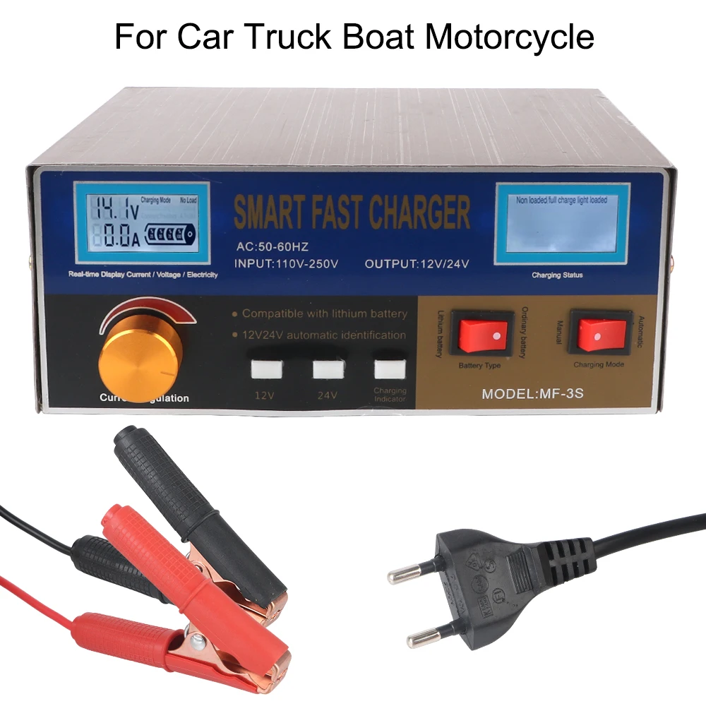 Pulse Repair Car Battery Charger 400W Intelligent Pulse charger 12V/24V EU/US Plug For SUV Truck Boat Motorcycle