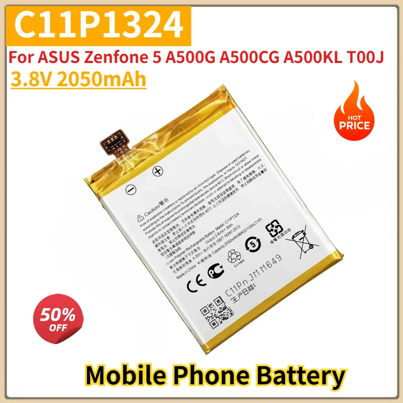 C11P1324 Battery 3.8V 2050mAh for ASUS Zenfone 5 A500G A500CG A500KL T00J Mobile Phone High Quality Replacement Battery