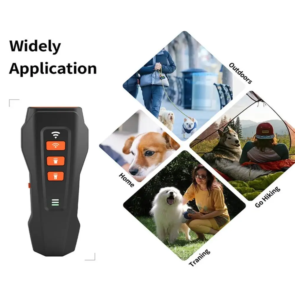 Rechargeable Ultrasonic Dog Repeller Portable Handheld Dog Anti-Barking Device High Efficiency LED Flashlight Dog Chaser