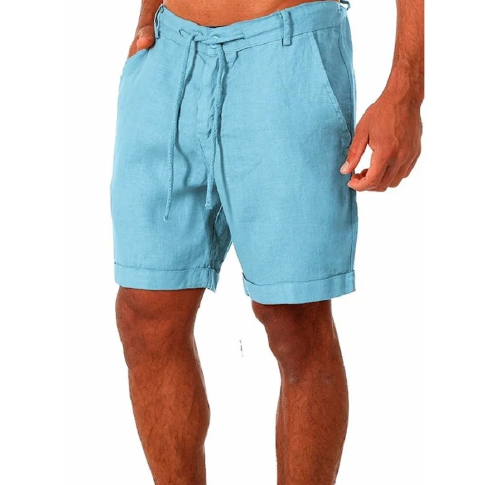 KB 2022 nowe męskie spodnie spodenki z bawełny i lnu męskie letnie oddychające spodnie bielizna w jednym kolorze Fitness Streetwear S-4XL
