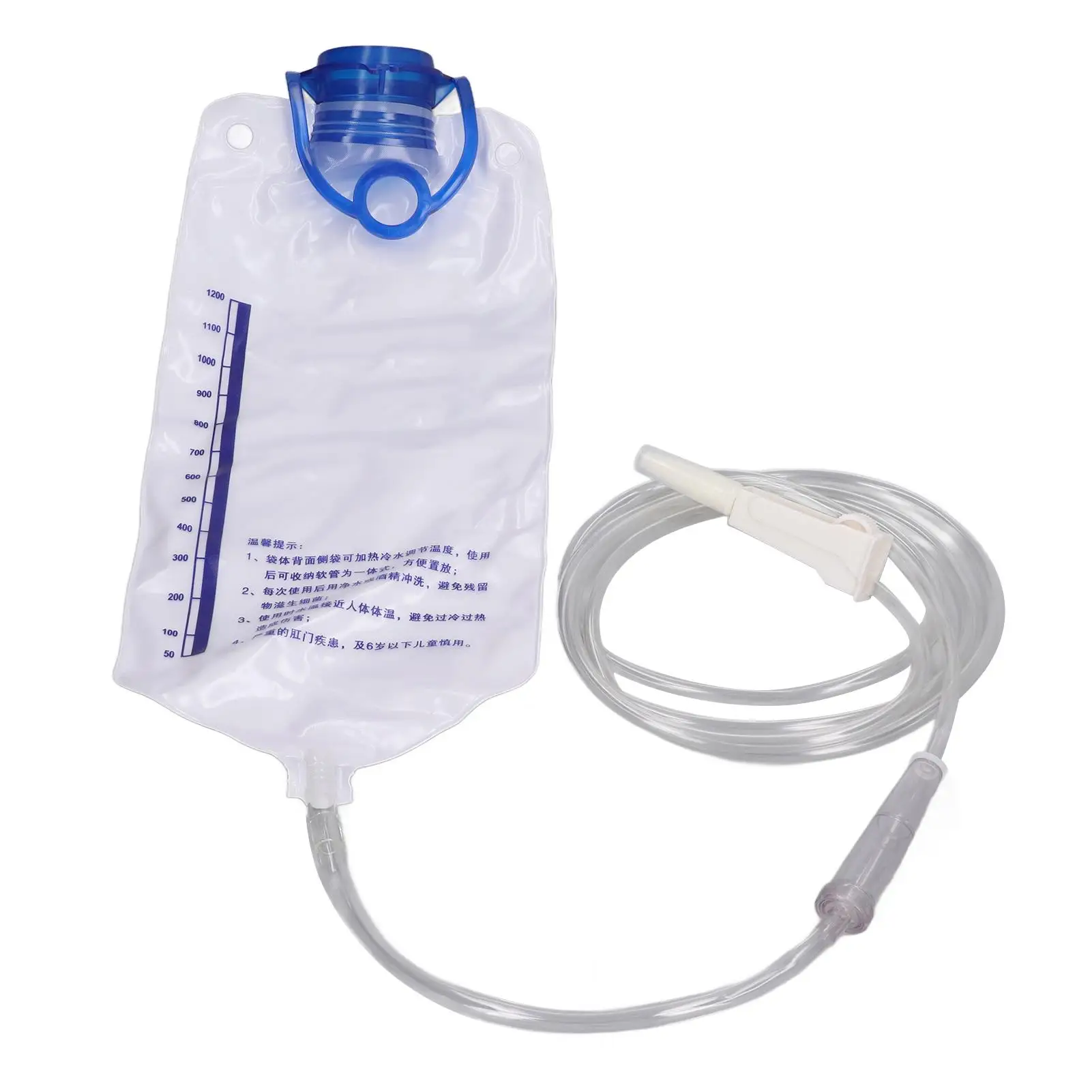 Durable PVC Enema Bag Kit with 74.8in Tube & Large Valve - 1200ml Portable Set for Home Use