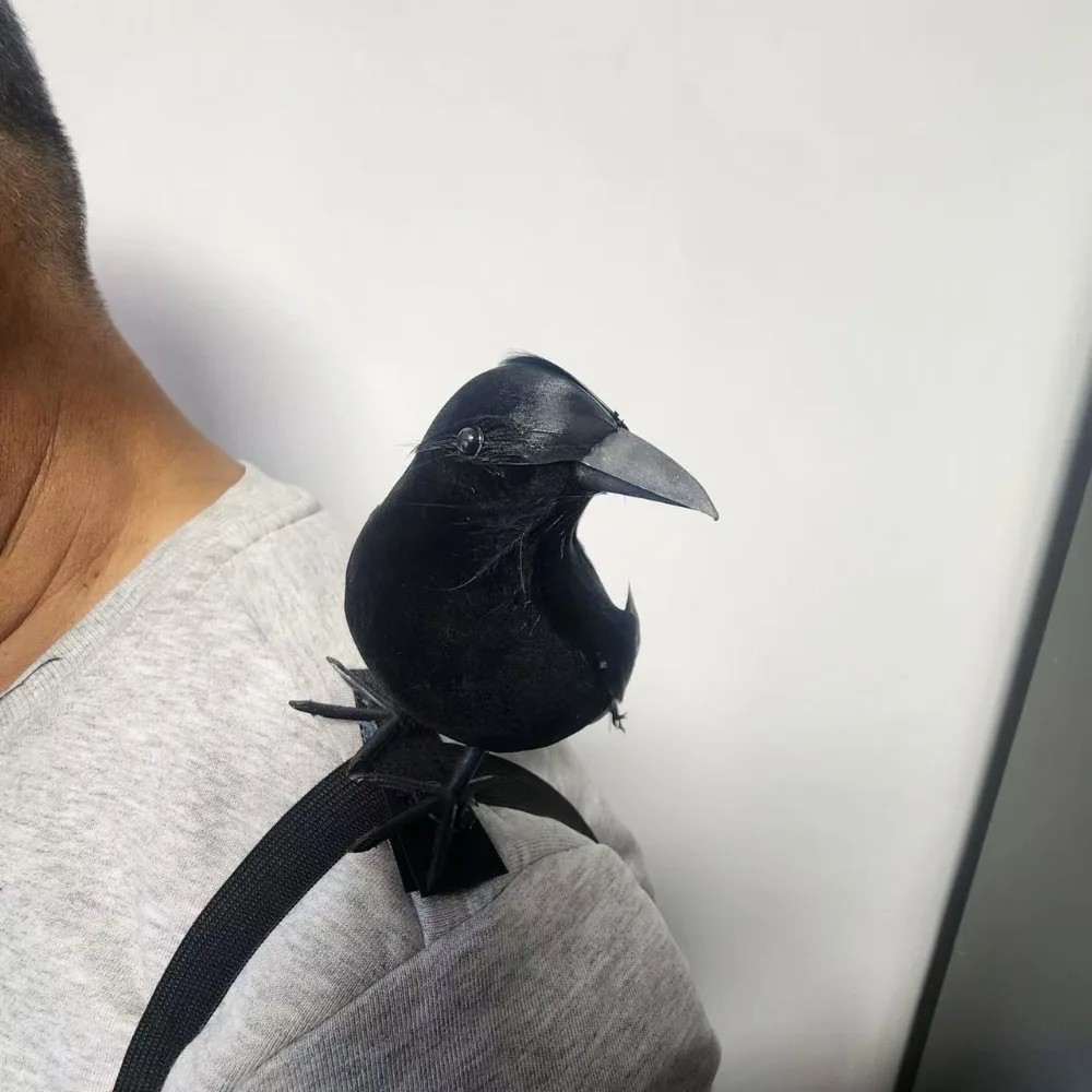 With Shoulder Strap Halloween Simulation Crow Flocking Realistic Simulation Black Crow Handicrafts High Quality Plush Crow Toy