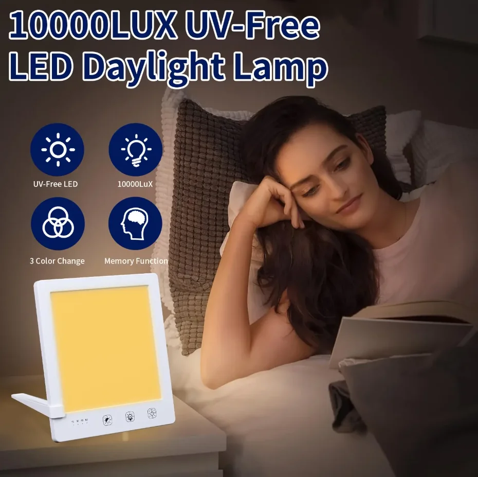 Daylight Lamp With Timer Function,UV-Free 10000lux Ultra Bright Sun light Lamp,Touch Adjustable Color Temperature and Brightness