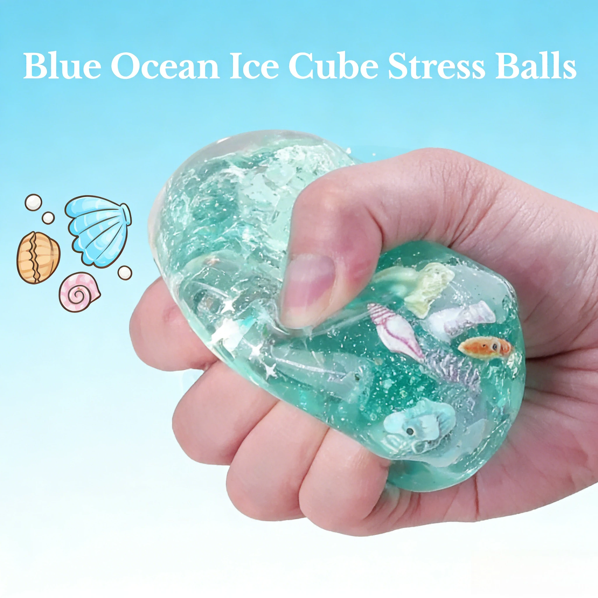 Squishy Maltose Ocean Cube Stress Ball - Changeable Shape Soft Squeeze Toy Autism Sensory Fidget Toy Anxiety Relief Gifts