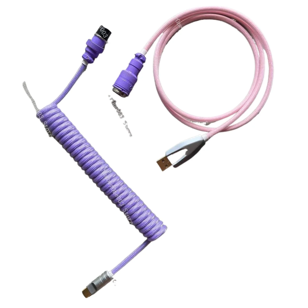 Handmade Customized Mechanical Keyboard Cable Spiral USB Spring Wire Aviation Plug Personalized Color Matching Data Cable