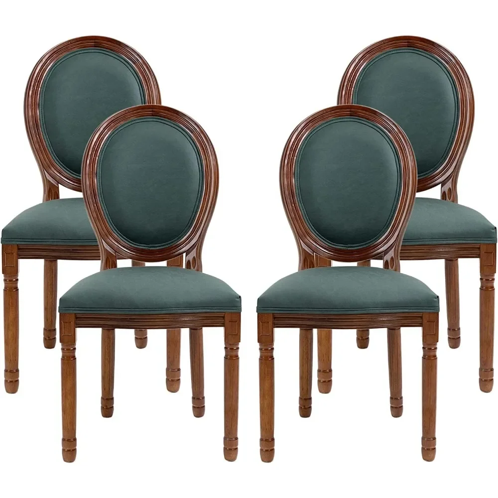 Conjunto de 2 cadeiras de jantar francesas, cadeiras Louis vintage com encosto curvo e estrutura de madeira maciça lindamente esculpida