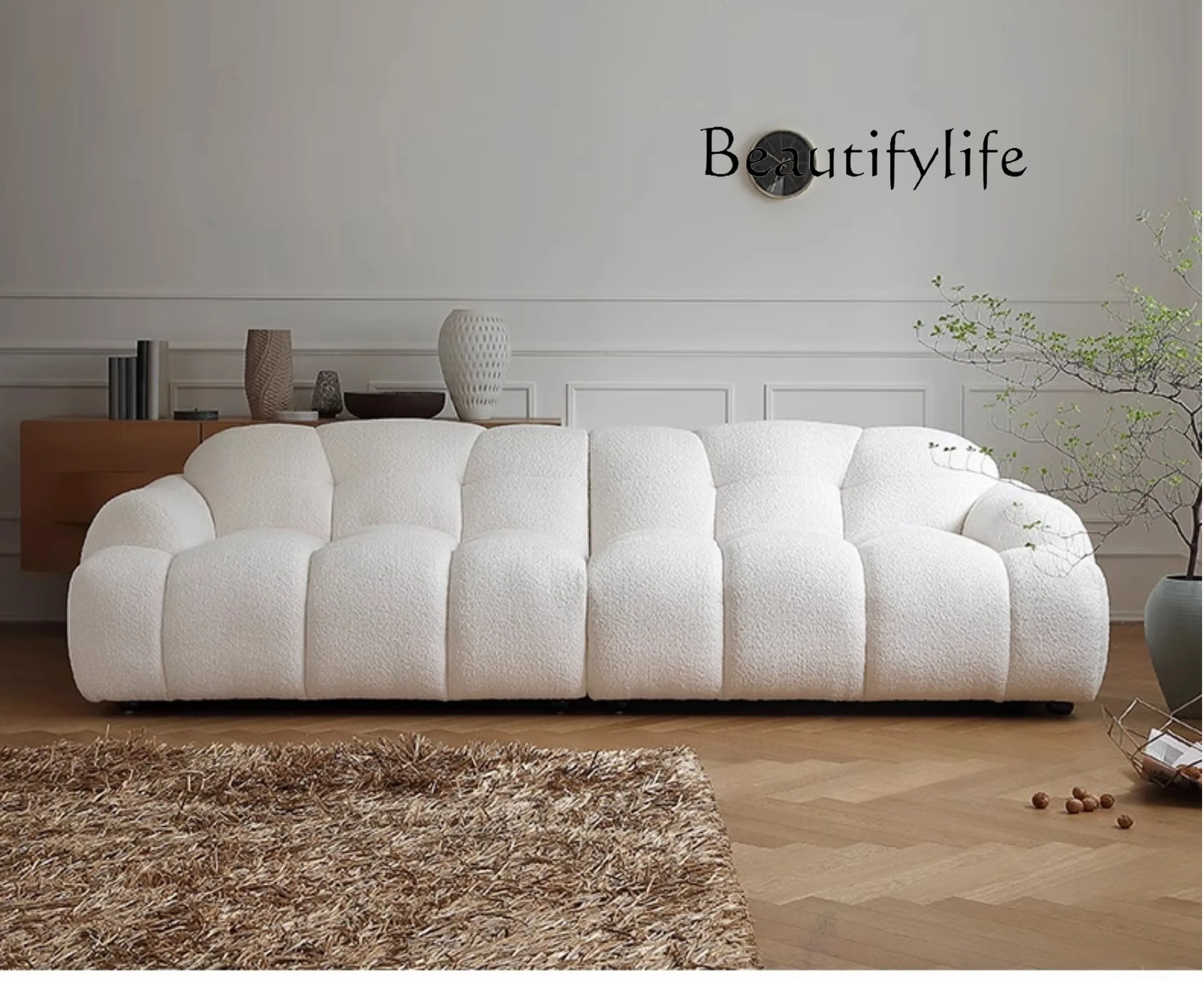 

Living room home sofa French retro fabric straight row small apartment sofa three or four people home