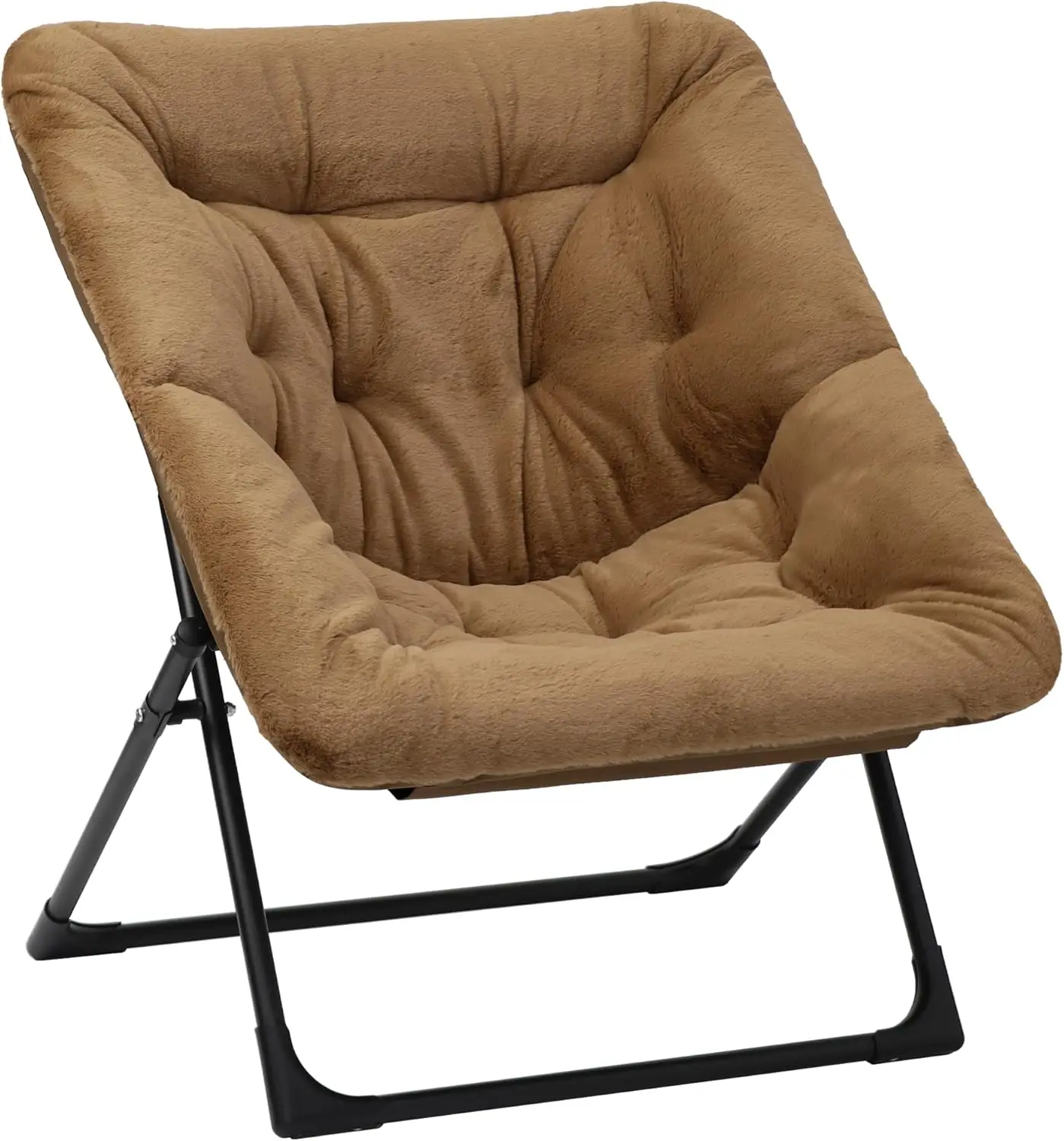 

Comfy Saucer Chair for Adults, Soft Faux Fur Brown Lounge Seat, Oversized Folding Reading Chair