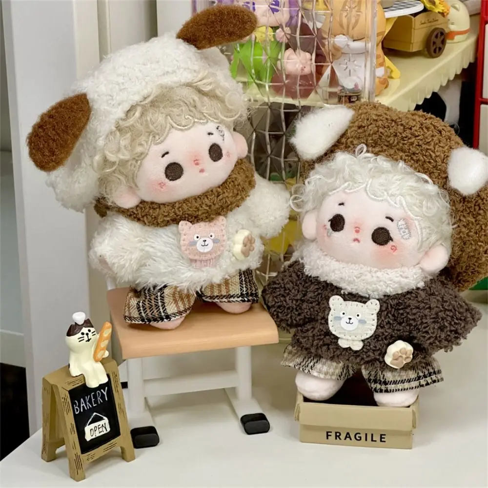 Gorro de oso para cachorro, ropa de algodón de 10cm, pantalón, camiseta, traje, traje, traje, ropa de animales Kawaii de dibujos animados, regalo para niñas