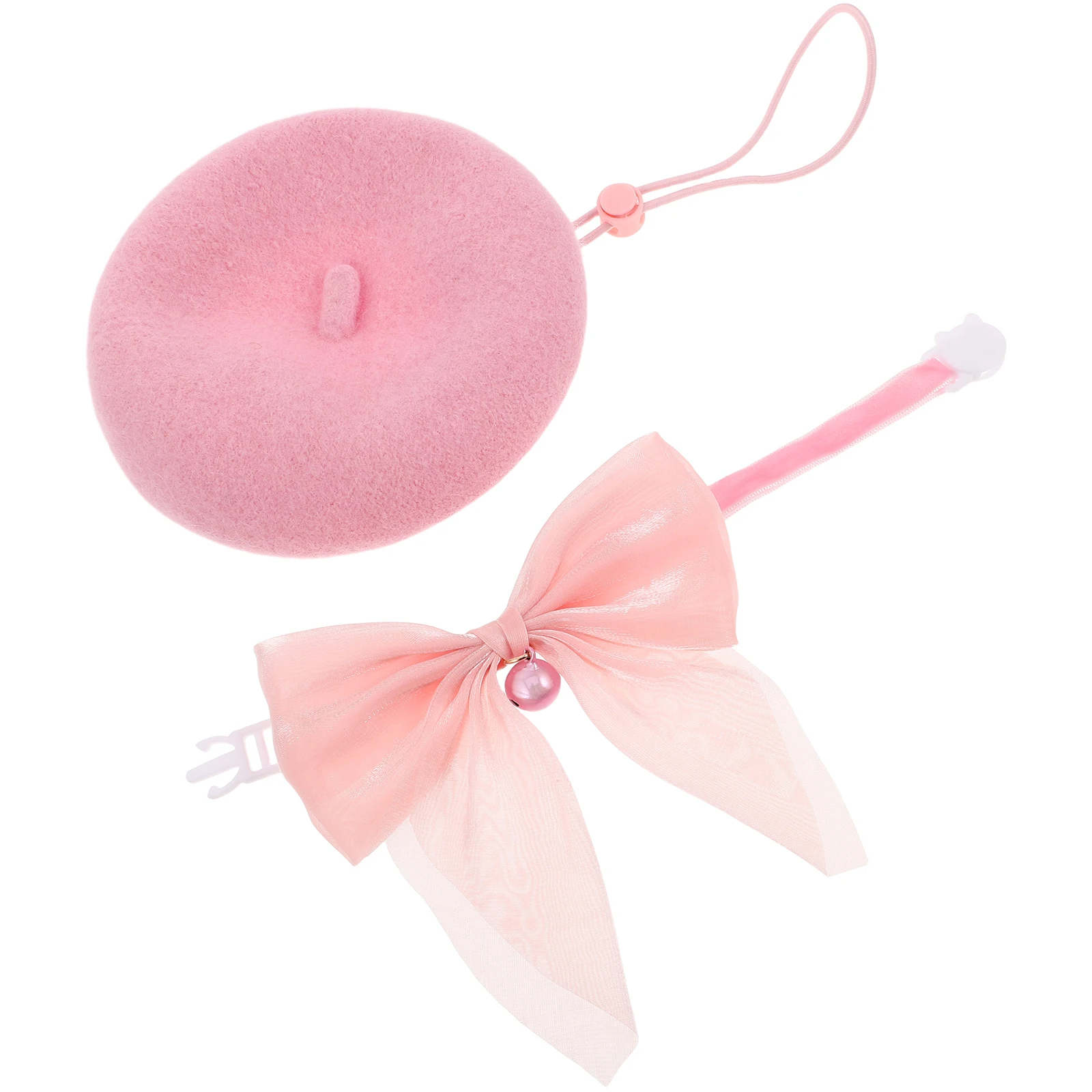 

Pet Decoration Set Cat Bow Tie Collar Clothing Pink Cashmere Carnival Hat