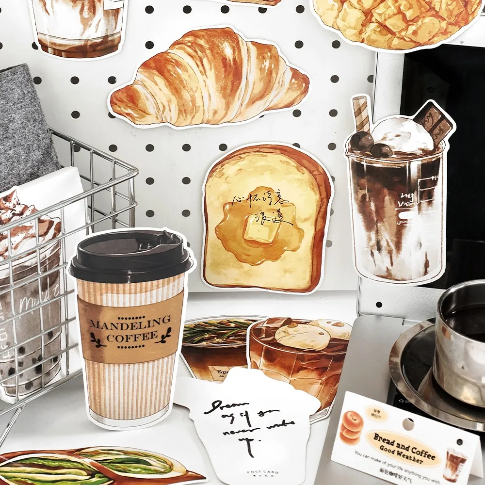 Card Lover 15 Pcs [Bread Coffee Series] Lovely Journal Sticky Notes Writable Memo Pad Material School Office Stationery