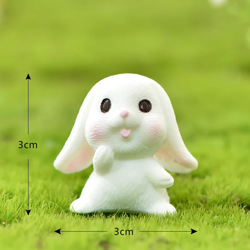 Cartoon Rabbit Toy Cake Toppers Soft Pottery Animals Mini Bunny Figurines Cake Decoration Baby Shower Easter Kids Birthday Party