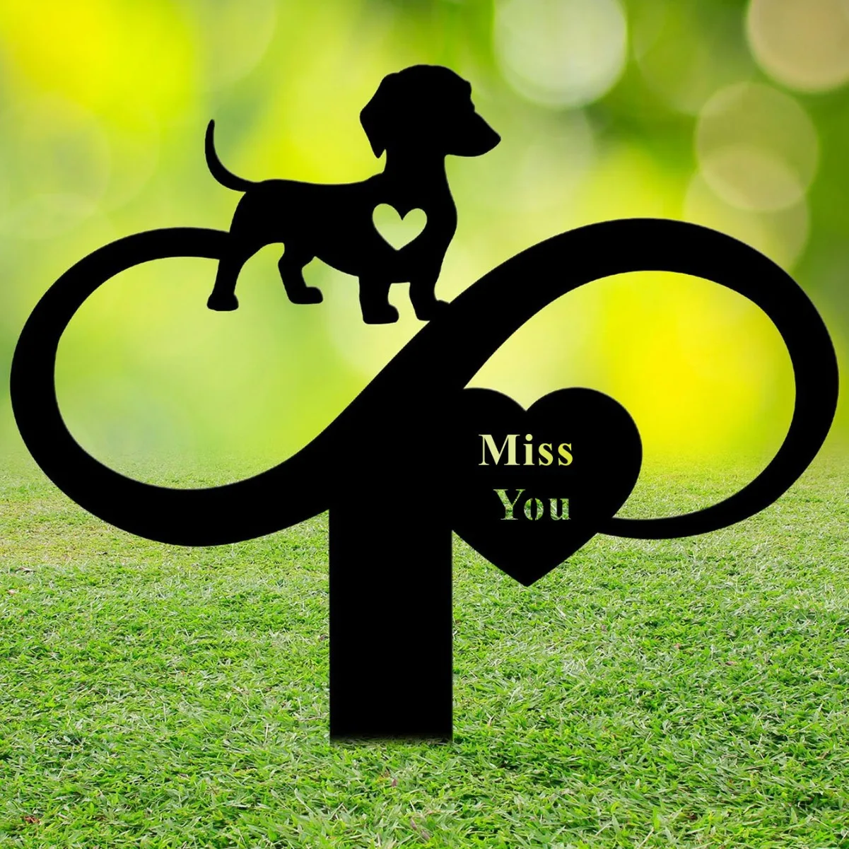 Lápida Conmemorativa para Perros y Gatos, Placa Conmemorativa para Mascotas con Silueta de Perro y Gato para Jardín