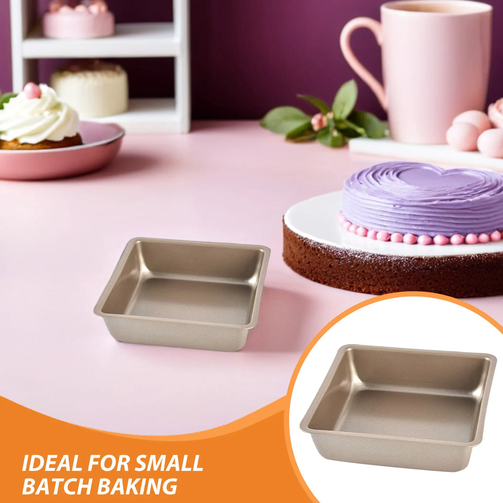 4Pcs Square Nonstick Cake Pan Carbon Steel Small Baking Tray for Mini Cakes Brownies Oven Safe Nonstick Baking Tin