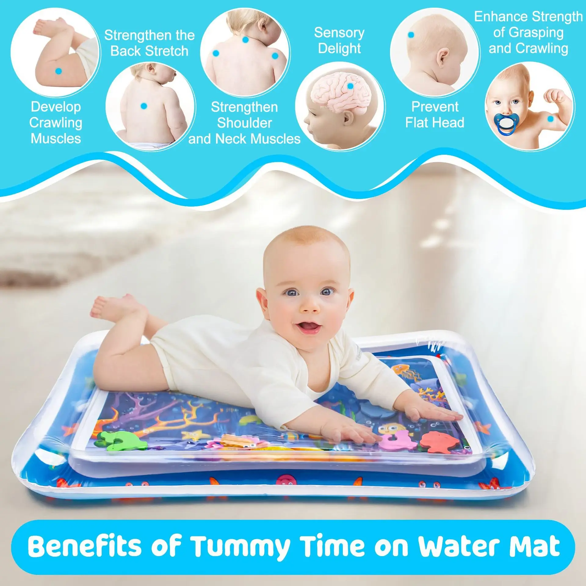 Infinno Inflatable Tummy Time Mat Premium Baby Water Play Mat for Infants and Toddlers Baby Toys