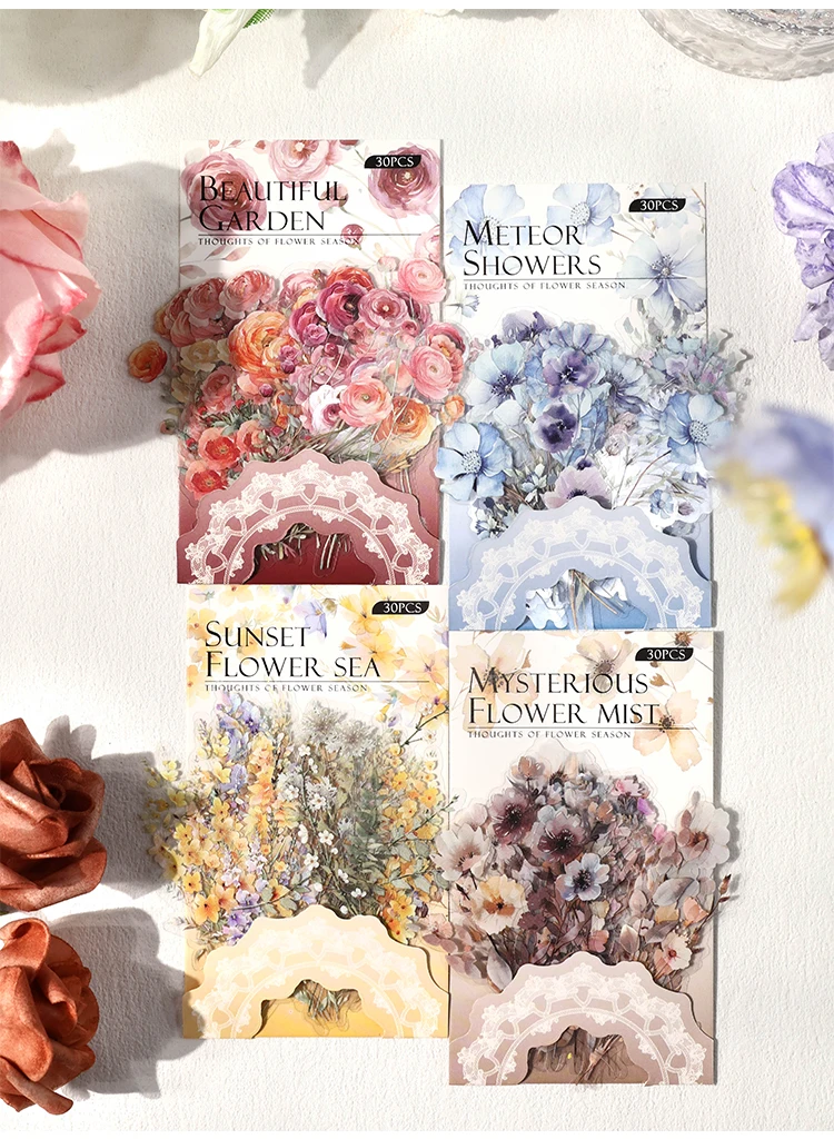 30 teile/paket Vintage Blumen PET Aufkleber DIY Dekorative Junk Journal Aufkleber Für Sammelalbum Label Tagebuch Album Planer – Detail 10