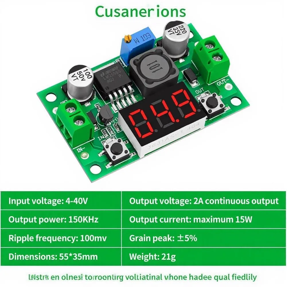 10 pcs DC-DC Converter Module with Adjustable Output 1.25-37V LED Display and Thickened 36u PCB for DIY Stability