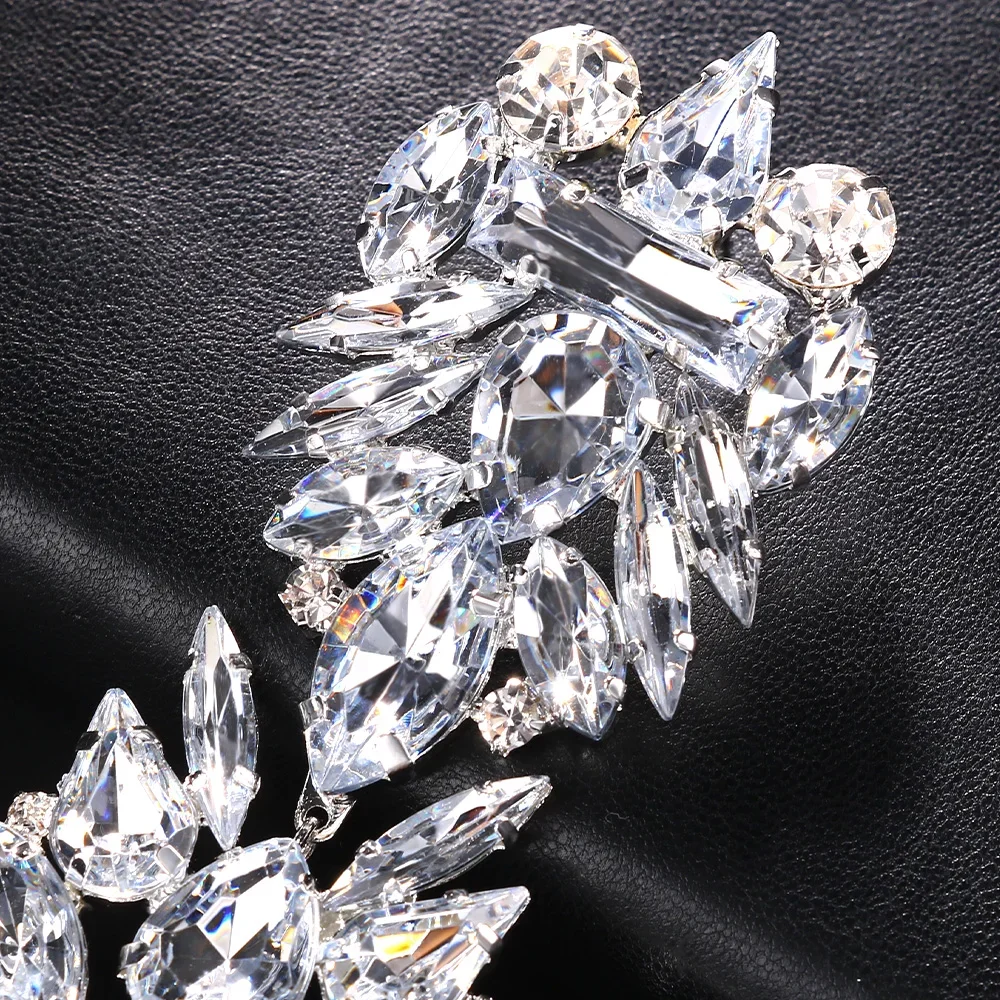 Exaggerated Geometric Rhinestone Earrings Dangle Wedding Accessories Luxury Oversize Crystal Pendant Earrings Party Jewelry Gift