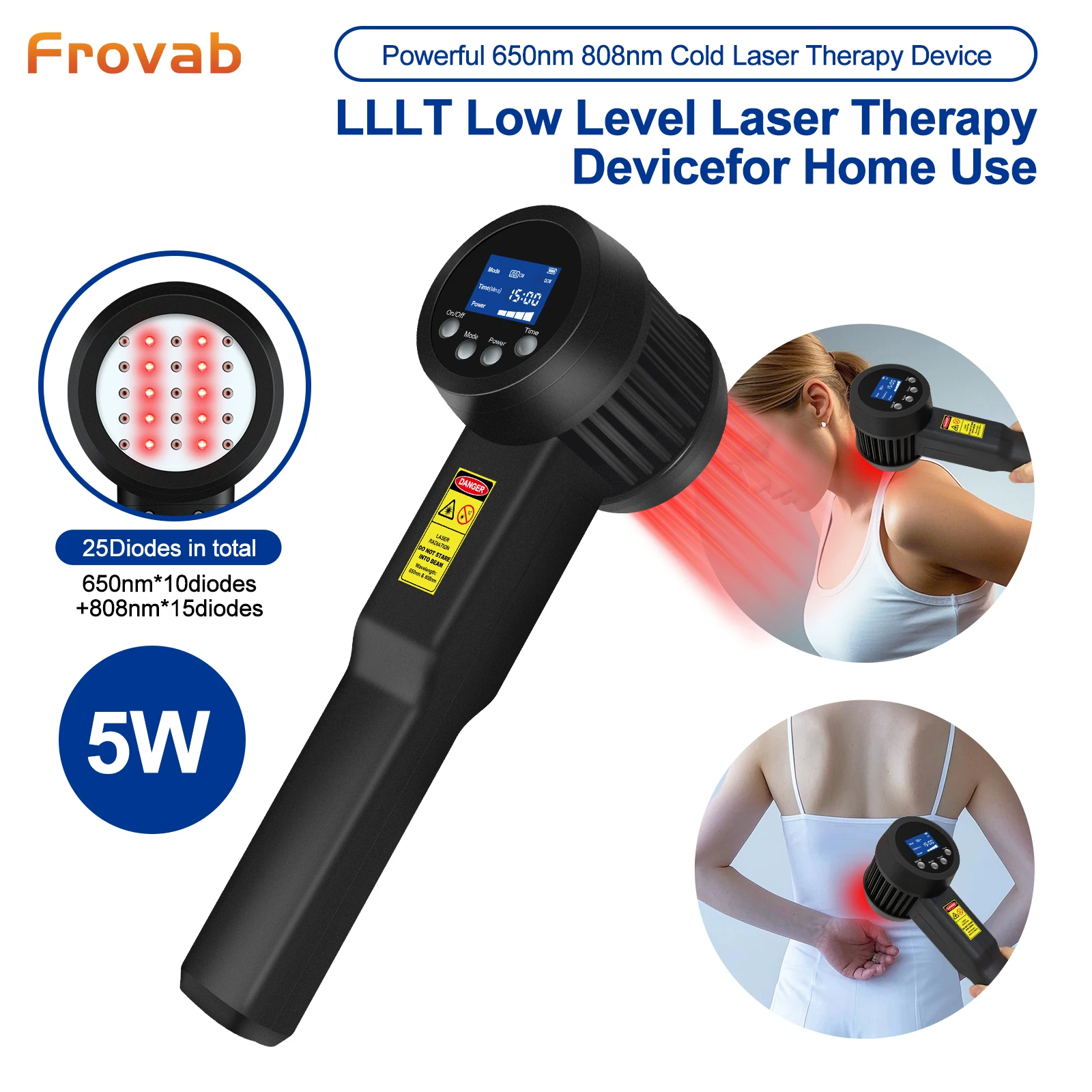 

Устройство для холодной лазерной терапии Frovab LLLT 5 Вт 650 нм 808 нм красный инфракрасный свет физиотерапия при артрите, облегчение боли в мышцах суставов