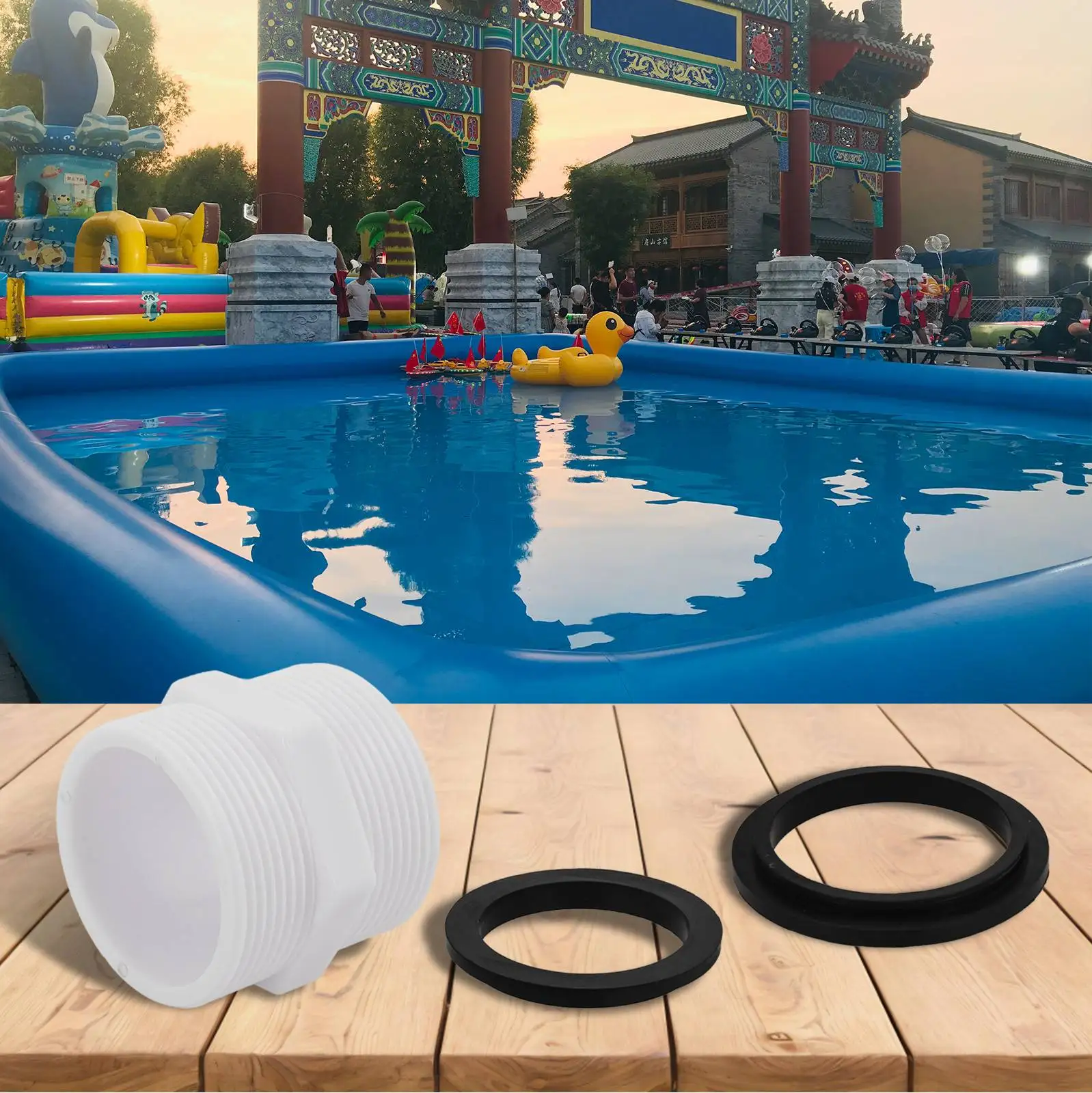 Pool Hose Adapter 1.5 Inch 2-hole With Washer Swimming Pool Hose Connector For Pool Pump Hose With Ring Gaskets Accessories