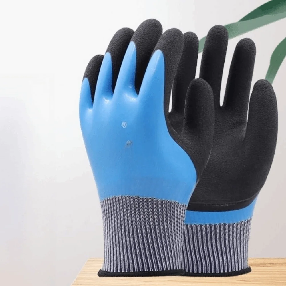 جديد مقاوم للماء قفازات أمان العمل المضادة للانزلاق مقاومة للاهتراء قفازات الحديقة المطاط المغلفة قفازات العمل حماية العمال