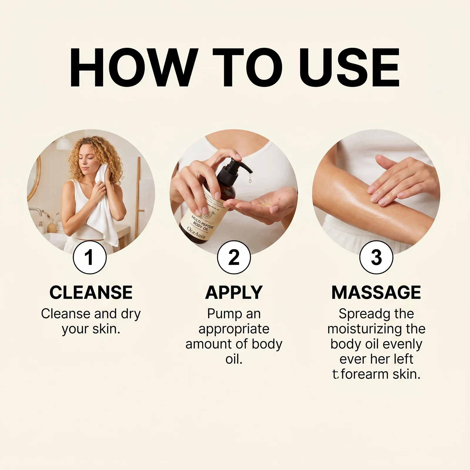 Multi Peptide Firming Body Oil Avocado Extracted Nourish Glow Radiance Skin Tightening Anti Aging Moisturizing Massage Body Oil