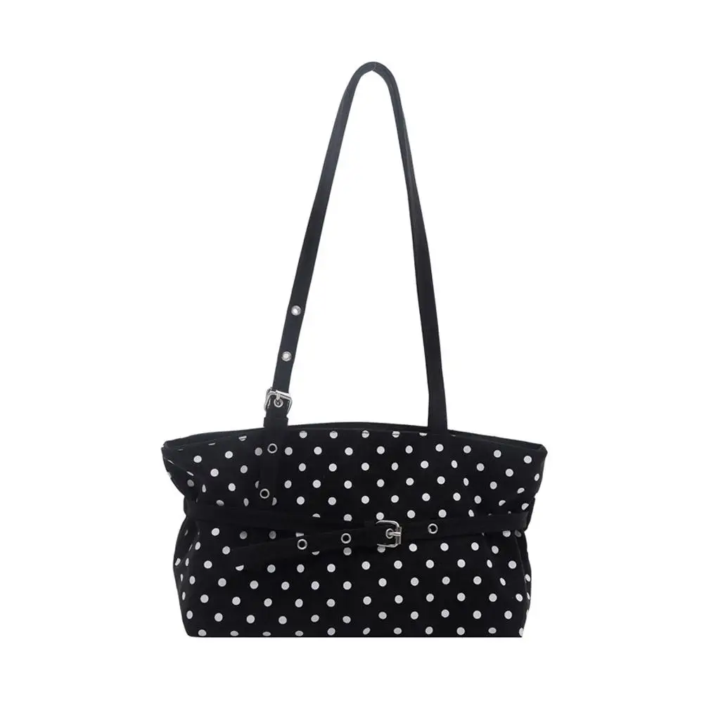 Lässige Schultertasche mit Polka-Dot-Muster, im koreanischen Stil, große Kapazität, ideal für den täglichen Gebrauch, Handtasche mit Schnallenriemen, Schultertasche für Damen. – Detail 1