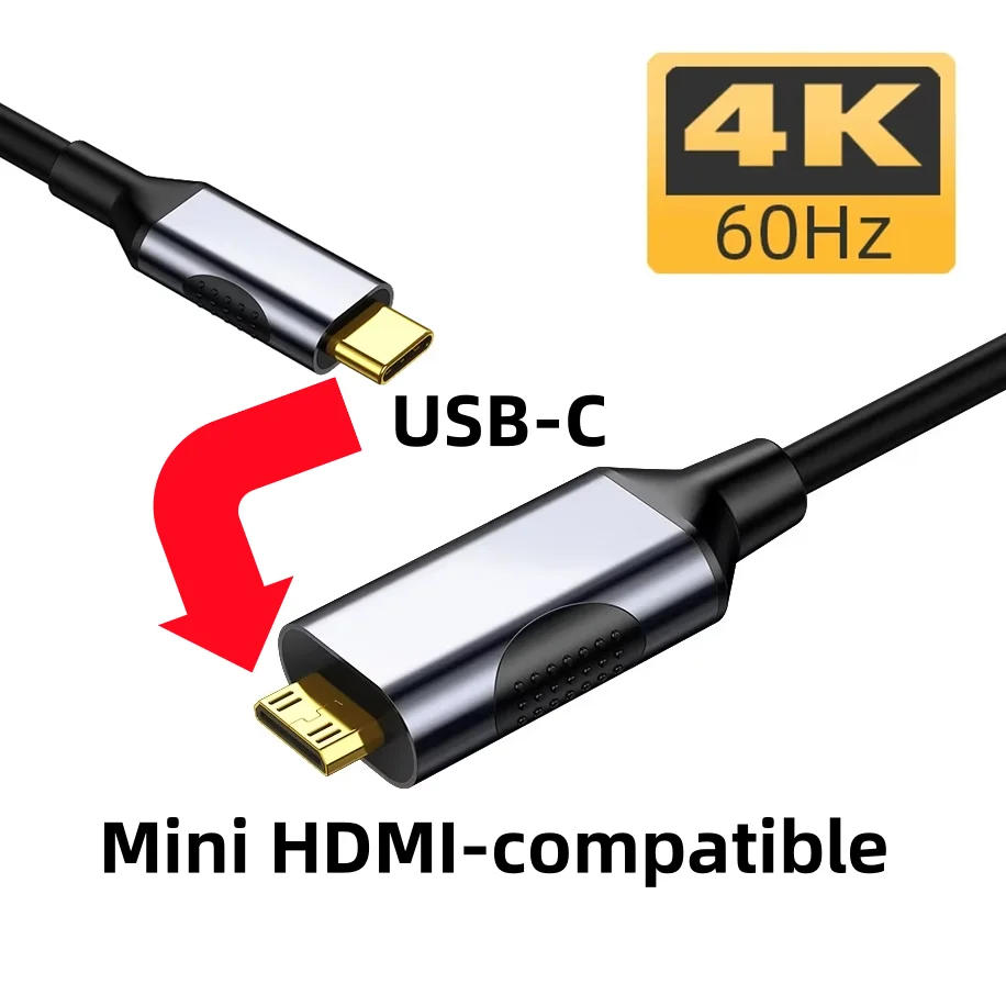 USB C Thunderbolt3 to Mini HDMI-compatible Cable 4K@60Hz Compatible with Samsung Phone16/15 Series Macbook Pro Portable Monitor