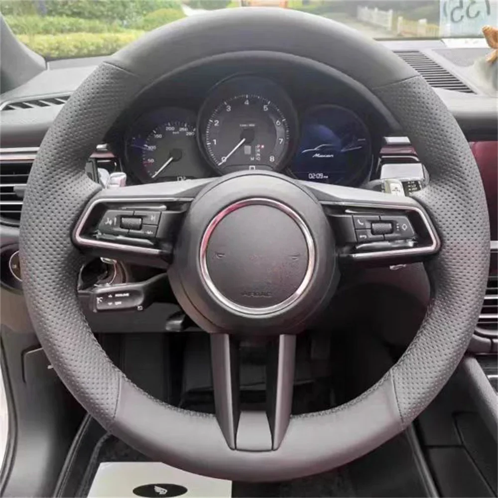 

Hand Sewing Car Steering Wheel Cover Comfortable Artificial Leather Accessories For Porsche 2015-2023 Cayenne 2014-2023 Macan