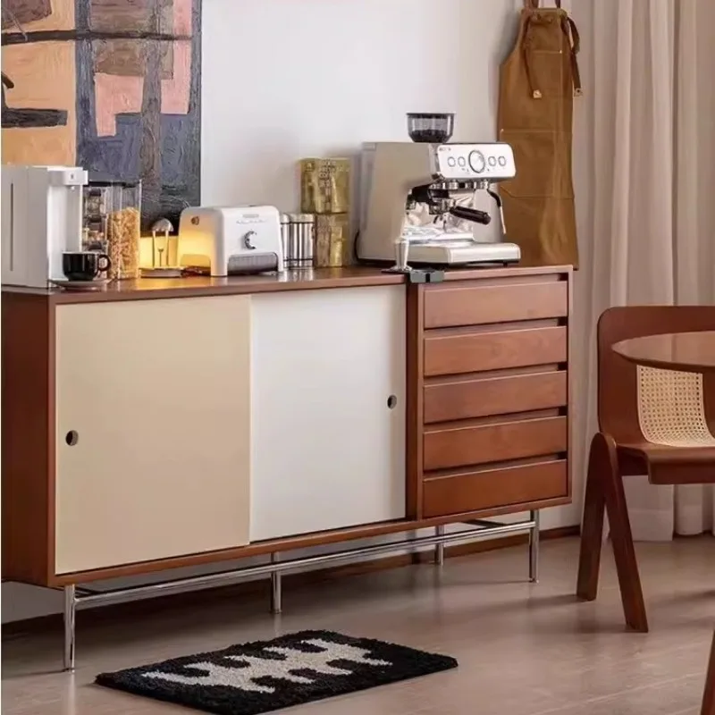 

Nordic solid wood dining side cabinet, household small apartment multi-functional wall tea cabinet