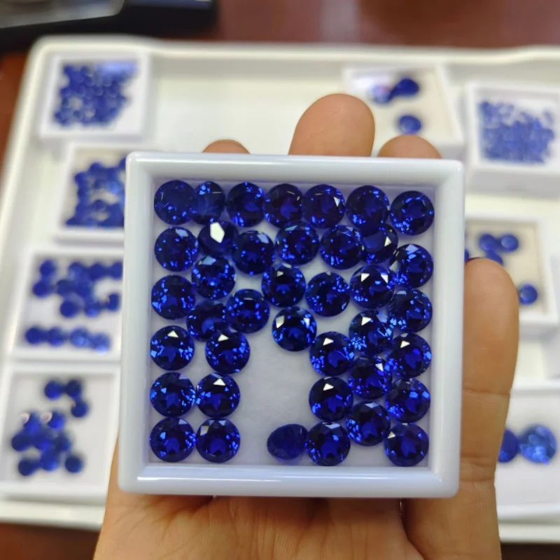 

Jinglin Jewelry Lab-Grown Tilt-Method Sapphire Round Royal Blue Jewelry Ring Surface Loose Stone In Stock