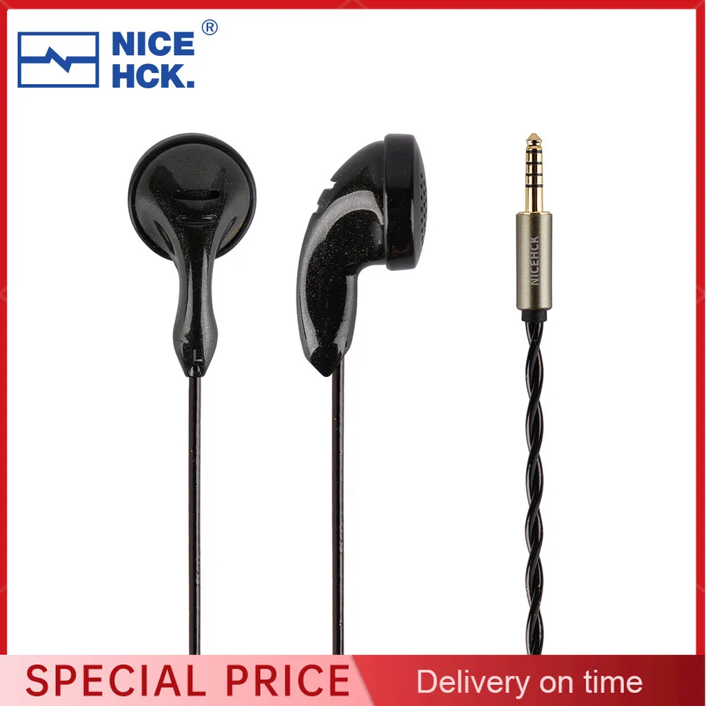 NiceHCK B80 Flat-Head Earbud 14.8mm PU TopologyBio Diaphragm Dynamic IEM 3.5/4.4mm Plug HD Microphone Bass Headset