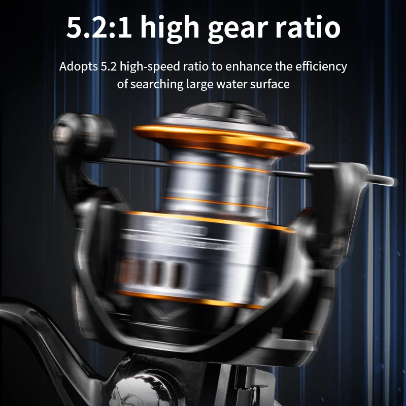 Rooblinos HE Spinning Reels Ultralight Metal 5.2:1 Gear Ratio 2000-7000 Saltwater Or Freshwater Big Max Drag Fishing Reels image 6