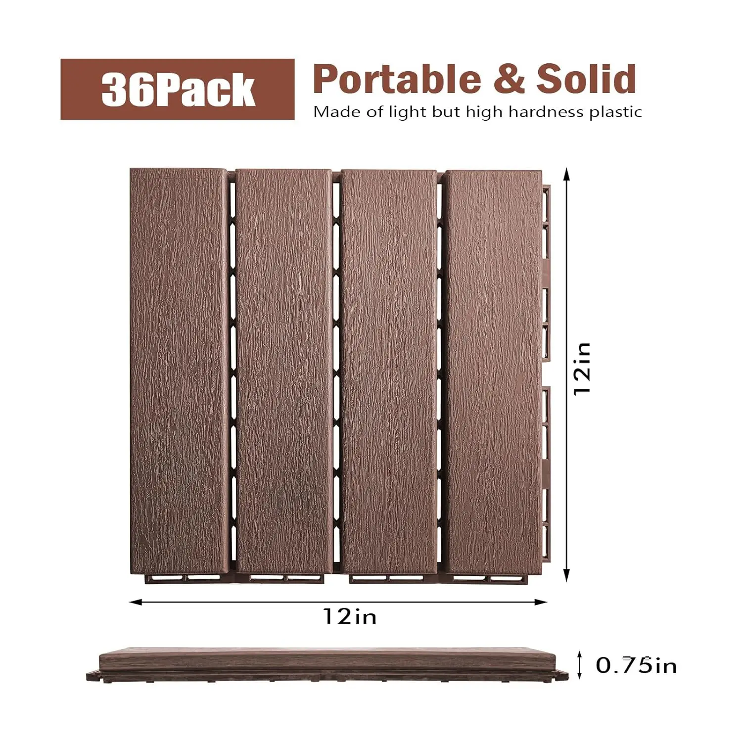 Plastic Interlocking Deck Tiles Outdoor,36 Pcs,12