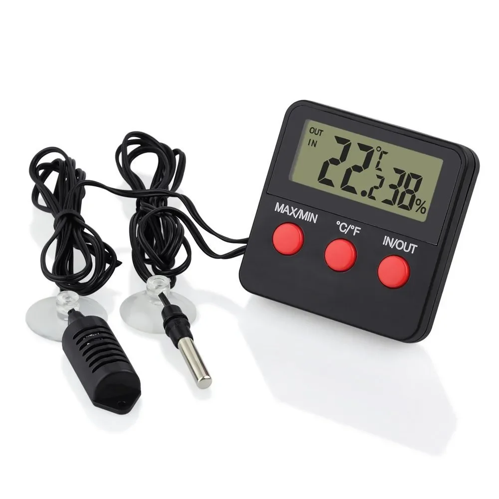 Digital Temperature And Humidity Meter LCD Display Outdoor Incubator Thermohygrometer With probe For  Pet Hatching Eggs Sensor