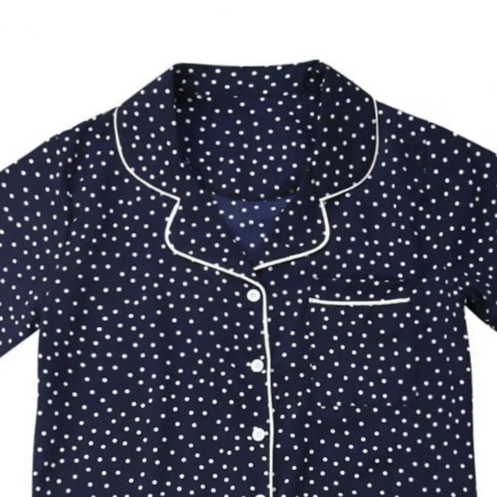 

Pajamas Set for Women Button Down Short Sleeve Shirts Drawstring Shorts Two Piece Sleepwear Summer Dot Print Lounge Set