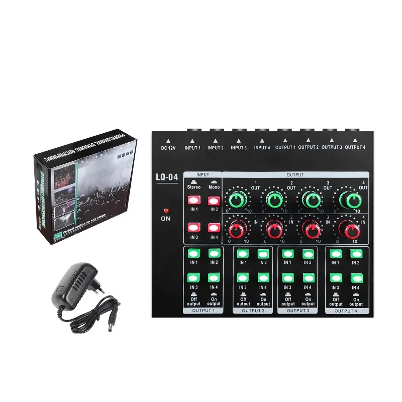 New 4-in 4-out mini audio mixer  multi-channel headphone distributor