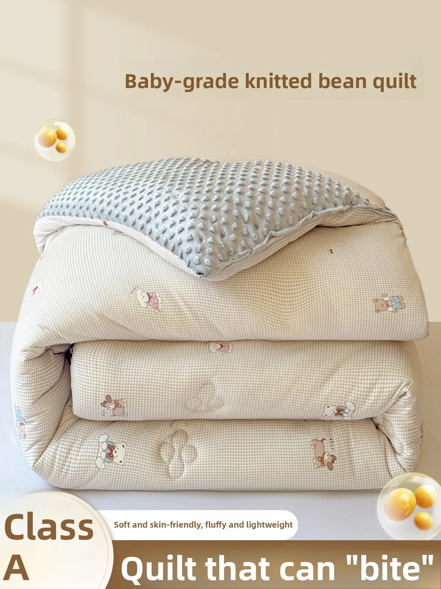 

Одеяло A-класса из трикотажного хлопка с наполнителем из бобового волокна, детское, с мультяшным рисунком, зимнее, толстое, теплое, для весны и осени, универсальное для всех сезонов