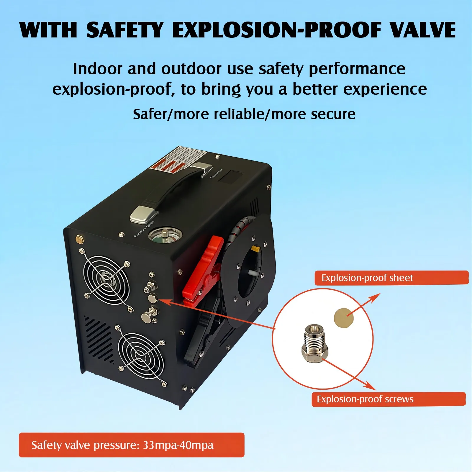 Nuoge 4500PSI PCP Air Compressor Built-in Adapter Auto-Stop Feature Efficient Inflation Ideal for Air Guns Stable Performance