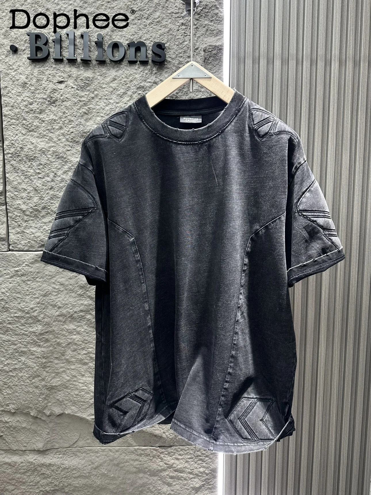 

American Retro Washed Fashion Trend Round Neck Short Sleeve Stylish Men's Loose Casual Youth Popular Half Sleeve T-Shirt