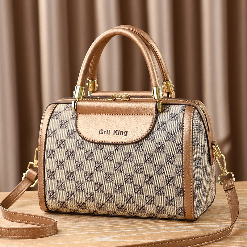 

New checkerboard messenger bag cross-border large bag atmospheric middle-aged women's bag mother bag Korean simple shoulder