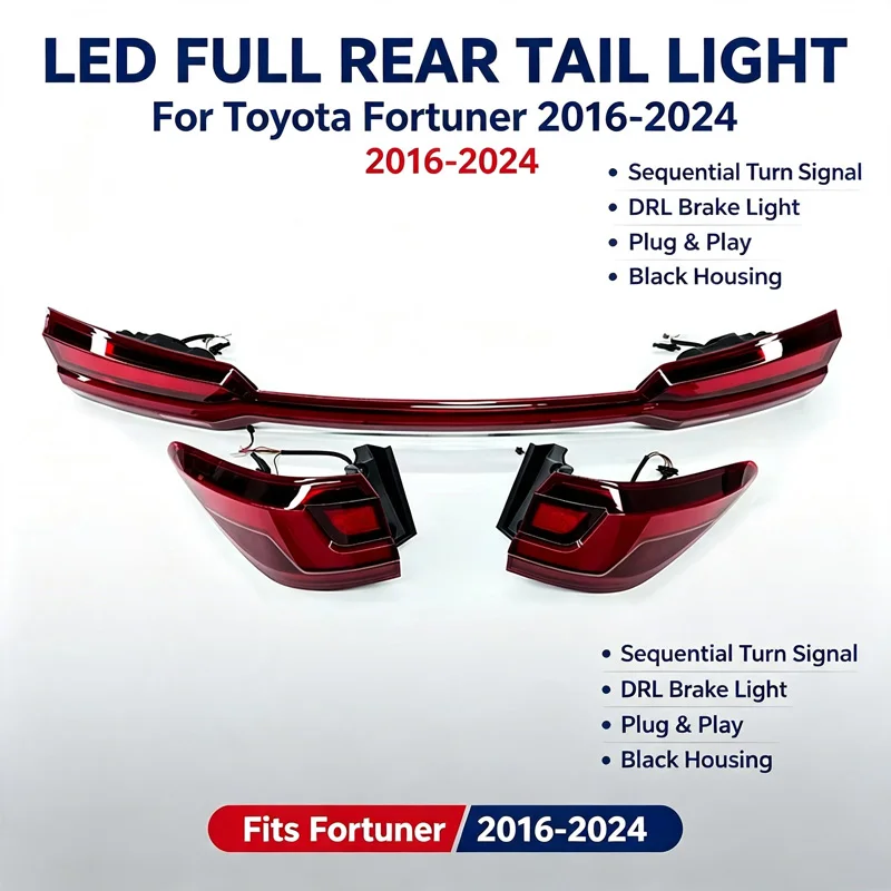 Factory Modified Tail Light for Fortuner 2016-2024 Sequential Turn Signal Sport Dynamic Startup Custom Rear Light