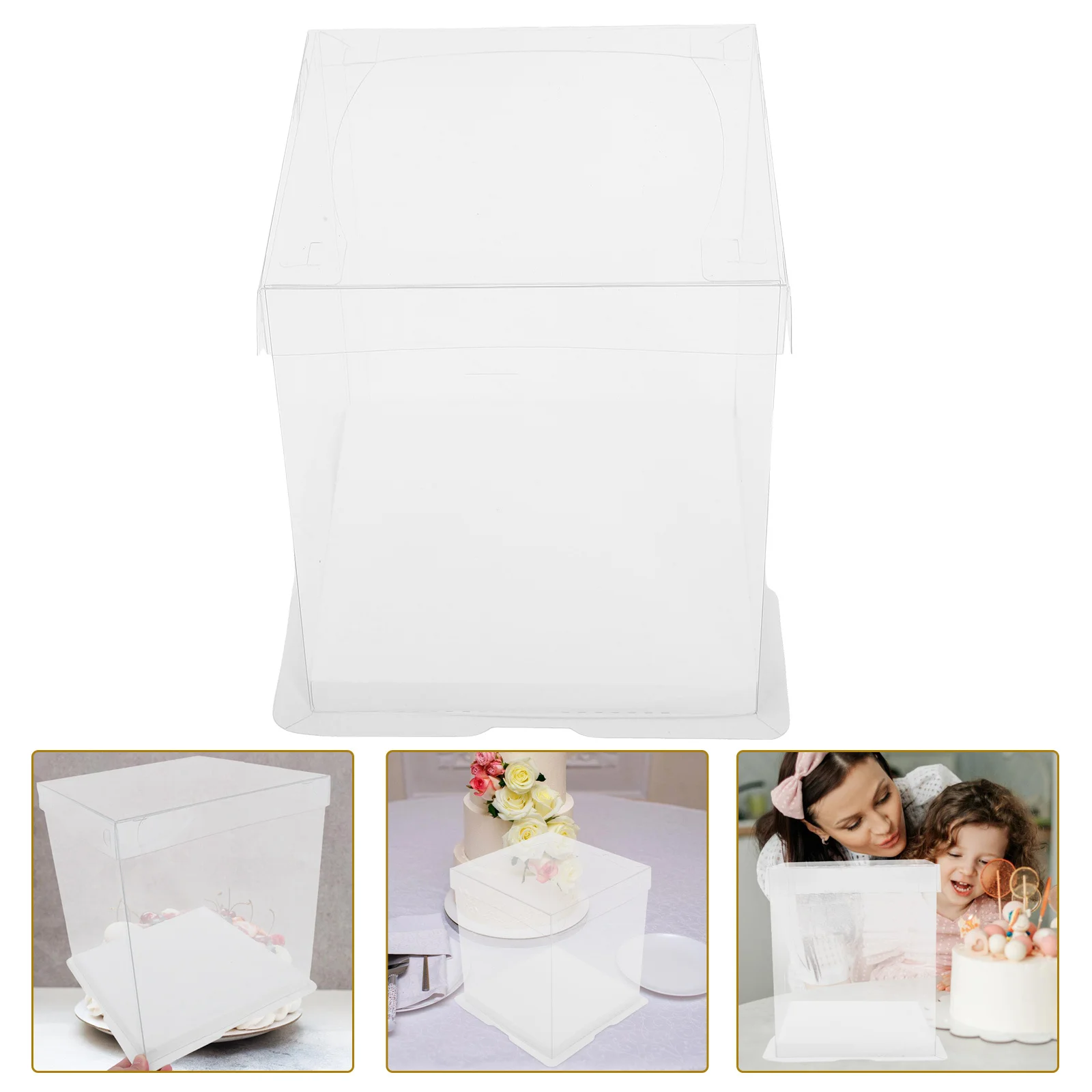 Boîtes à gâteaux transparentes et portables, 3 pièces, boîte d'emballage, conteneur à gâteaux pour anniversaire, fête de mariage, présentoir de desserts, boîtes à desserts