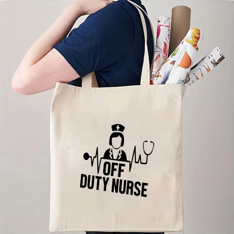 1 Printed Canvas Bag Medical Theme ECG Nursing Elements Unisex Breathable Trucker Style. Portable White Crossbody Bag. with Clos