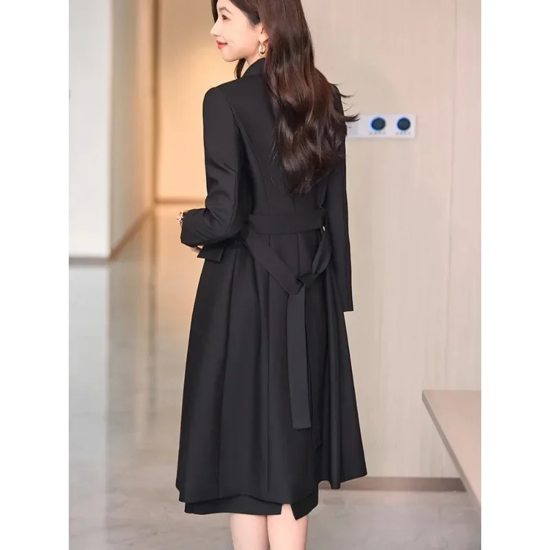 Black Blue Brown Office Ladies Skirt Suit Women Female Long Sleeve Formal Two Piece Set for Autumn Winter Business Work Wear