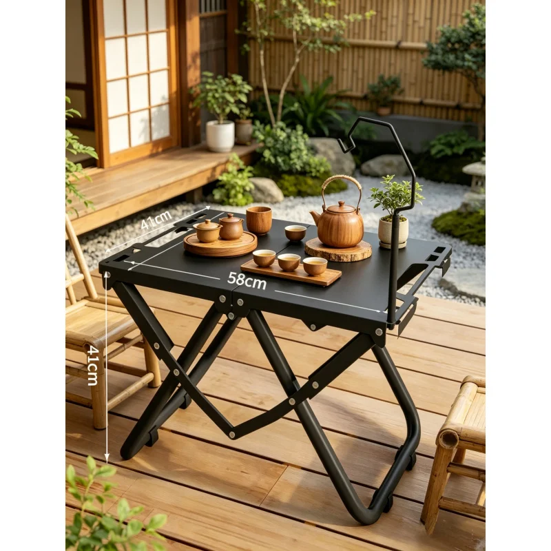 Mesa de Camping Plegable Portátil de Acero Inoxidable – Diseño Compacto para Playa, Barbacoa, Senderismo, Picnic al Aire Libre y Viajes