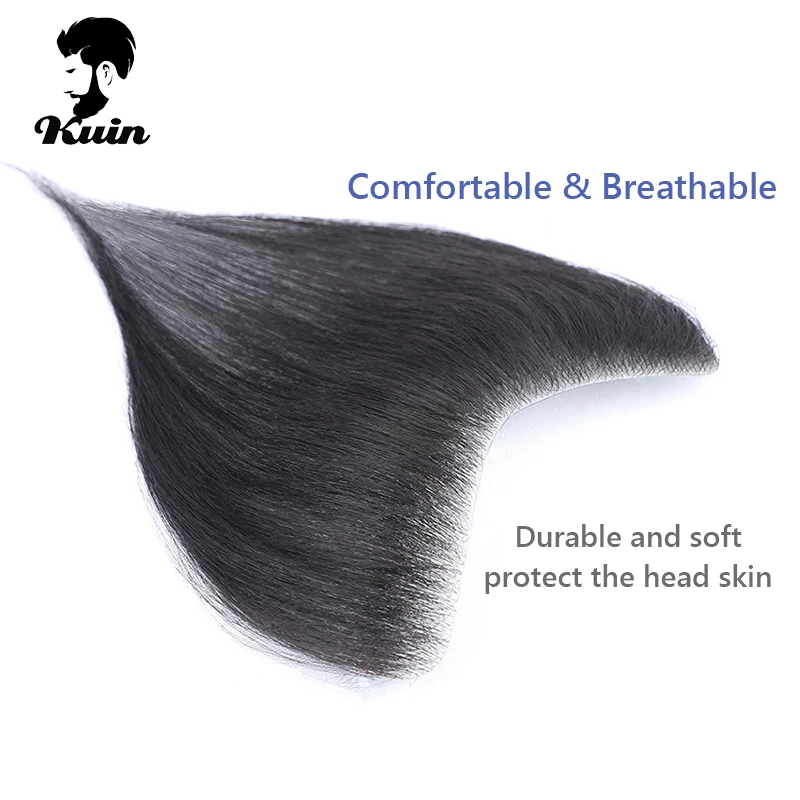 Invisible V Front Men Toupee V Loop Men Wigs Men's Forehead Frontal Thin Skin Pu Base Hairline Male Hair Replacement System